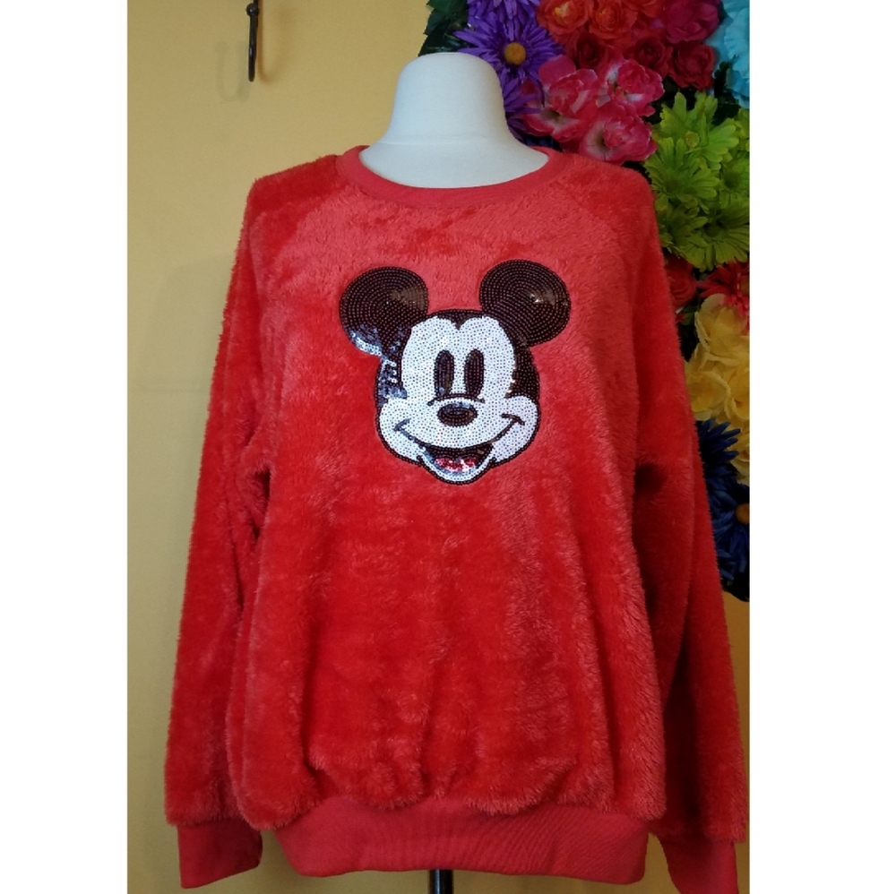 NWOT Disney sequin red Mickey Mouse vacation sweater- M